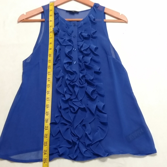 XXI Sheer Blouse Ruffled Front - Picture 5 of 6